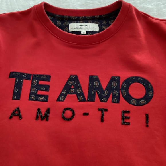 Trendiano Red Graphic Te Amo Sweatshirt SZ M - Picture 5 of 6